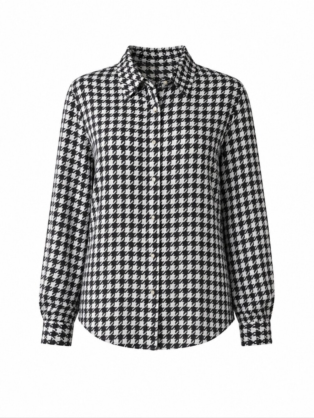Susan Graver Black and White Houndstooth Silky Blouse XL